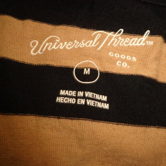 NWOT Universal Thread Striped T-Shirt M Cap Sleeves Black/Tan - Picture 3 of 12